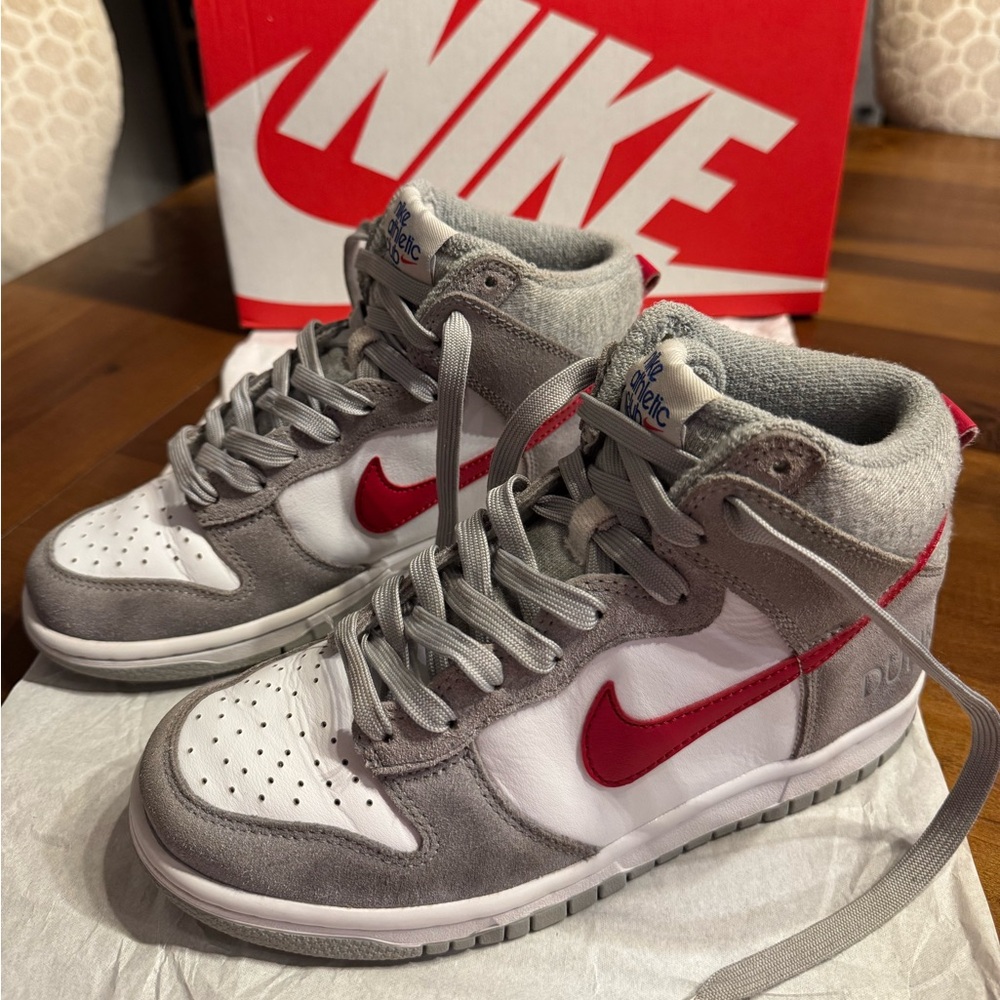 Nike Dunk High Light Smoke Grey Gym Red size 4.5Y